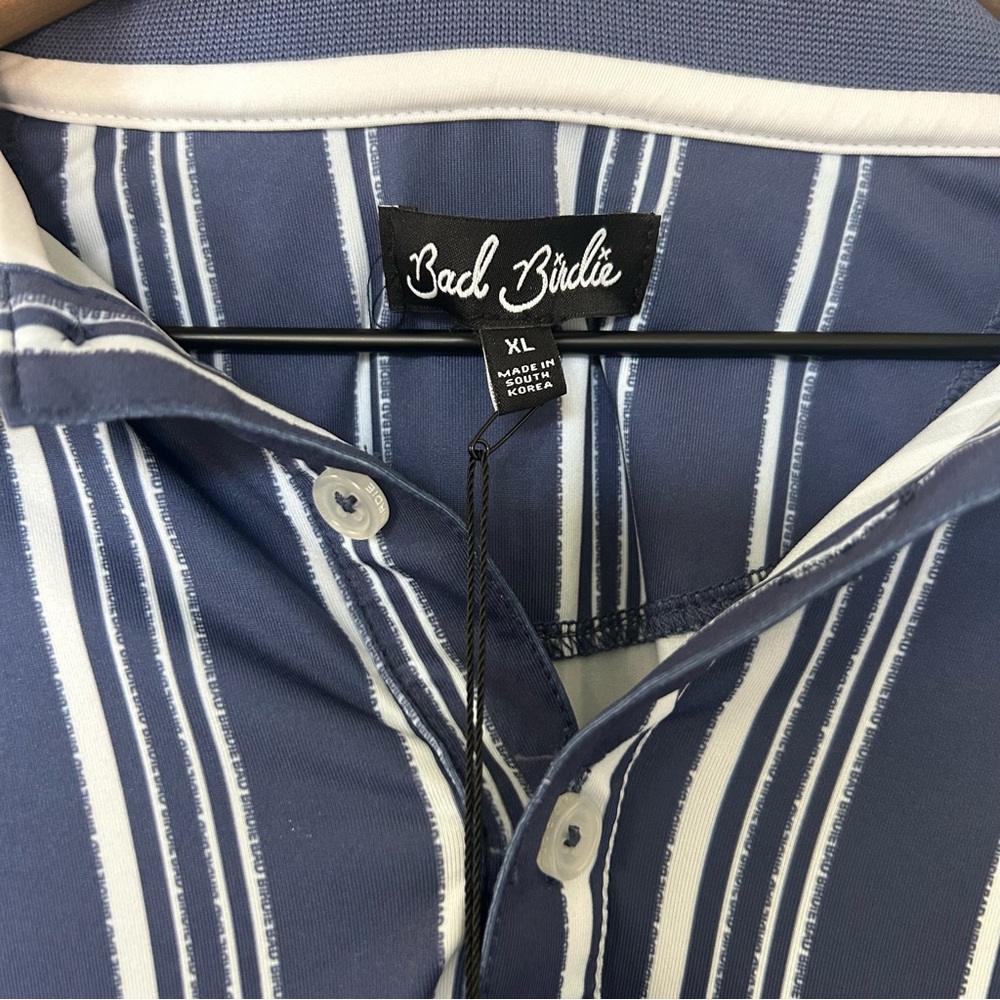 Bad Birdie Winning Streak Polo Mens XL Cobalt Blue Golf Performance NWT - Picture 2 of 5